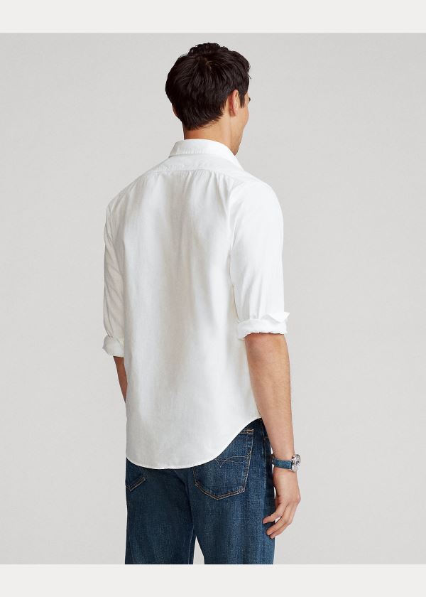 Ralph Lauren Custom Fit Bavlněné Workshirt Bílé | WtR22SdG