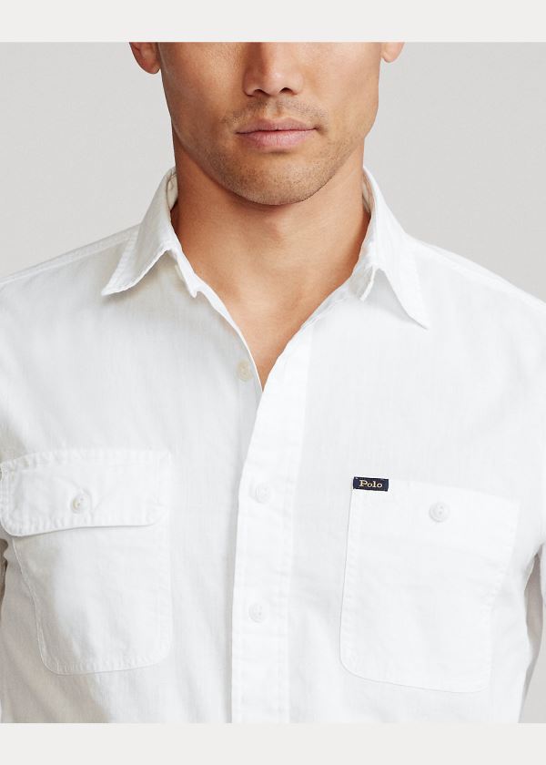 Ralph Lauren Custom Fit Bavlněné Workshirt Bílé | WtR22SdG