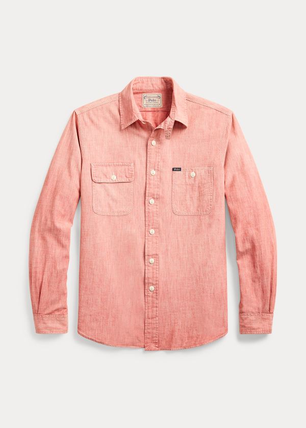 Ralph Lauren Custom Fit Bavlněné Workshirt Červené | vxwR92SV