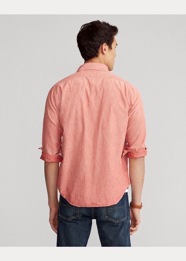 Ralph Lauren Custom Fit Bavlněné Workshirt Červené | vxwR92SV