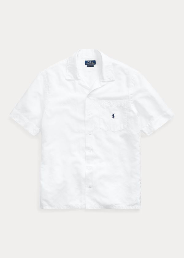 Ralph Lauren Custom Fit Camp Shirt Bílé | d7PSHRNr
