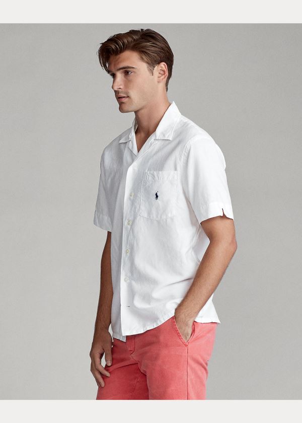 Ralph Lauren Custom Fit Camp Shirt Bílé | d7PSHRNr