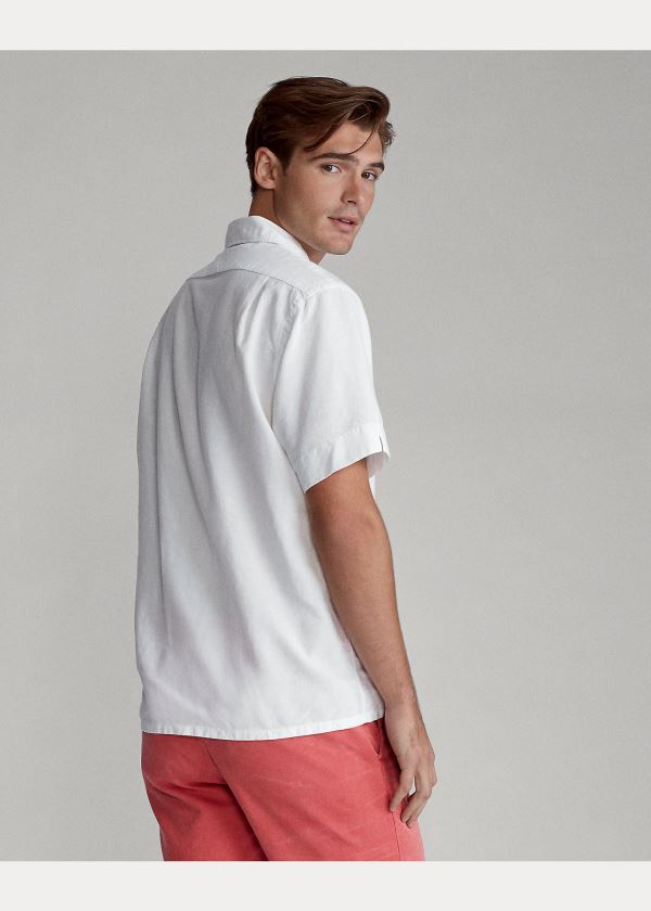 Ralph Lauren Custom Fit Camp Shirt Bílé | d7PSHRNr
