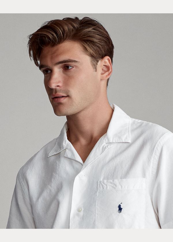 Ralph Lauren Custom Fit Camp Shirt Bílé | d7PSHRNr