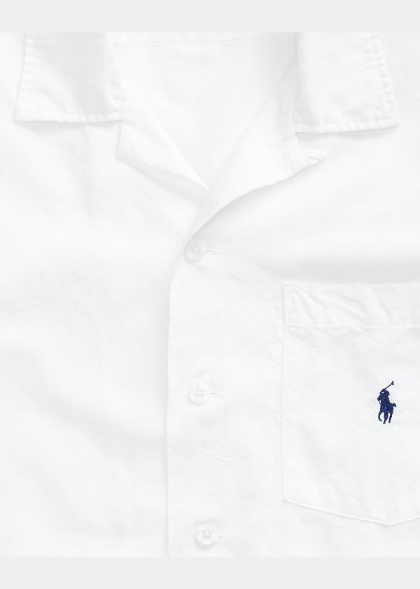 Ralph Lauren Custom Fit Camp Shirt Bílé | d7PSHRNr