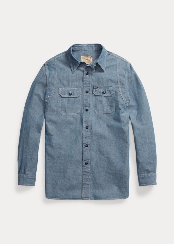 Ralph Lauren Custom Fit Chambray Shirt Tmavě Indigo | zhSrkv0m