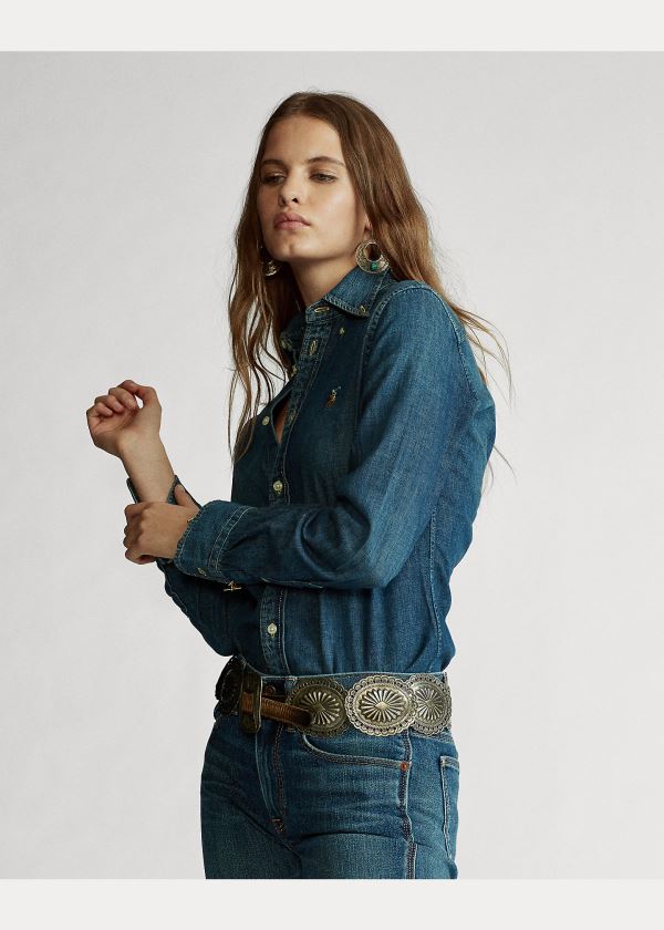 Ralph Lauren Custom Fit Denim Shirt Blankyt Blankyt Světle Modré | aNm9njYO