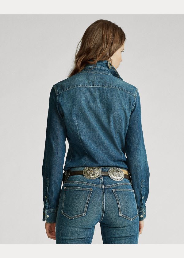 Ralph Lauren Custom Fit Denim Shirt Blankyt Blankyt Světle Modré | aNm9njYO