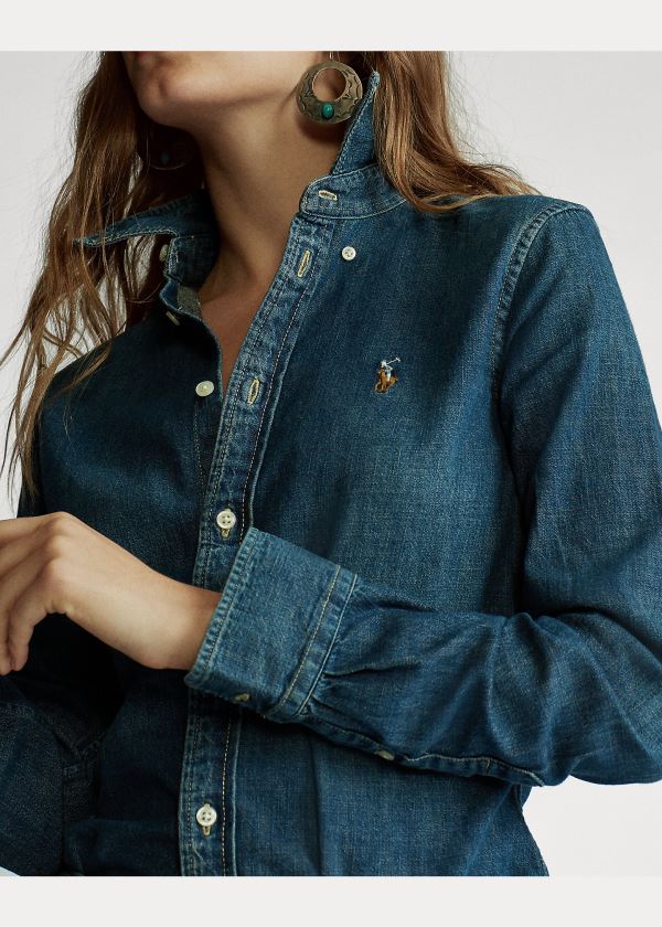 Ralph Lauren Custom Fit Denim Shirt Blankyt Blankyt Světle Modré | aNm9njYO