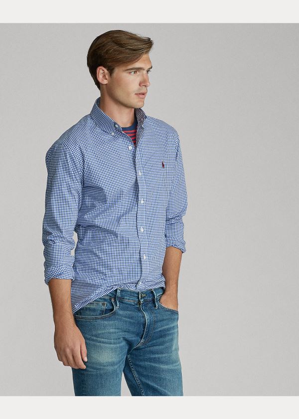 Ralph Lauren Custom Fit Gingham Shirt Královská Modrá Blankyt Bílé | xRxVyUJc