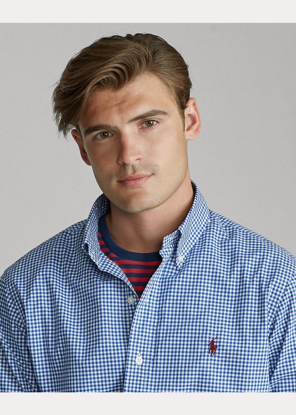 Ralph Lauren Custom Fit Gingham Shirt Královská Modrá Blankyt Bílé | xRxVyUJc