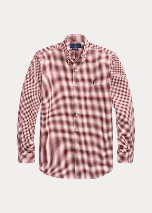 Ralph Lauren Custom Fit Gingham Shirt Vínové Bílé | Qxmqht8Q