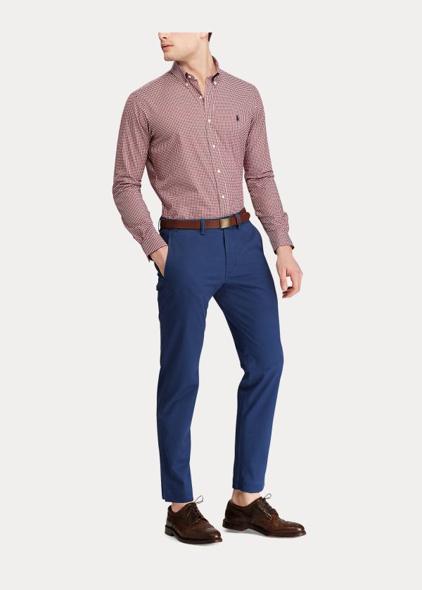Ralph Lauren Custom Fit Gingham Shirt Vínové Bílé | Qxmqht8Q