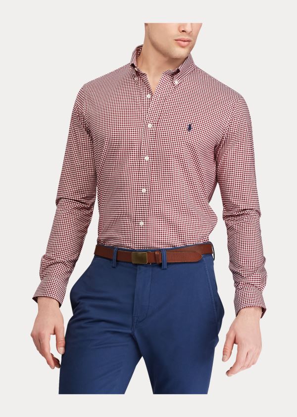 Ralph Lauren Custom Fit Gingham Shirt Vínové Bílé | Qxmqht8Q