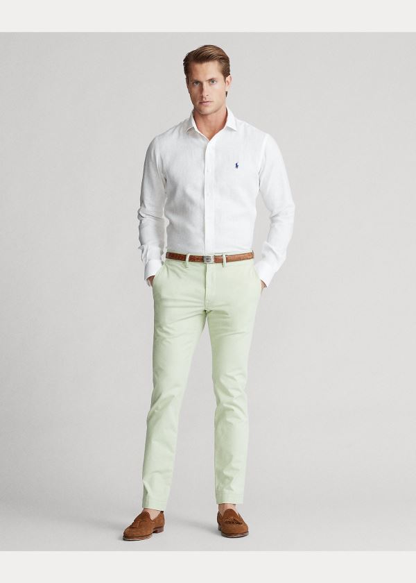 Ralph Lauren Custom Fit Linen Shirt Bílé | VAzaKlAB