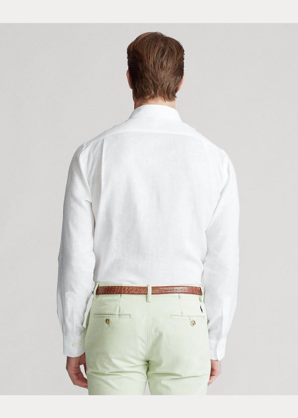 Ralph Lauren Custom Fit Linen Shirt Bílé | VAzaKlAB