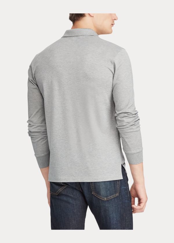 Ralph Lauren Custom Fit PiquÃ© Polo Shirt Světle Šedé | M2XnzxK1