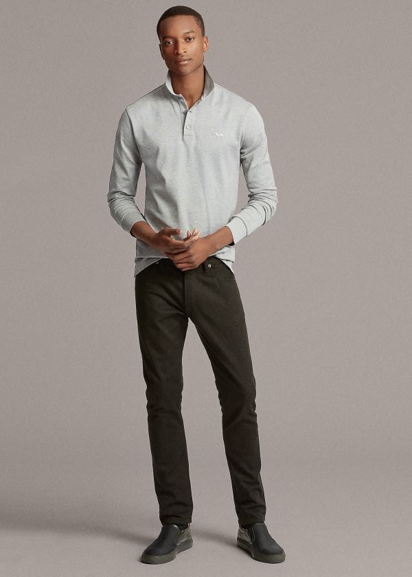 Ralph Lauren Custom Fit PiquÃ© Polo Shirt Světle Šedé | M2XnzxK1