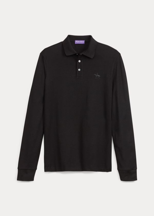 Ralph Lauren Custom Fit PiquÃ© Polo Shirt Černé | O69fbvQM