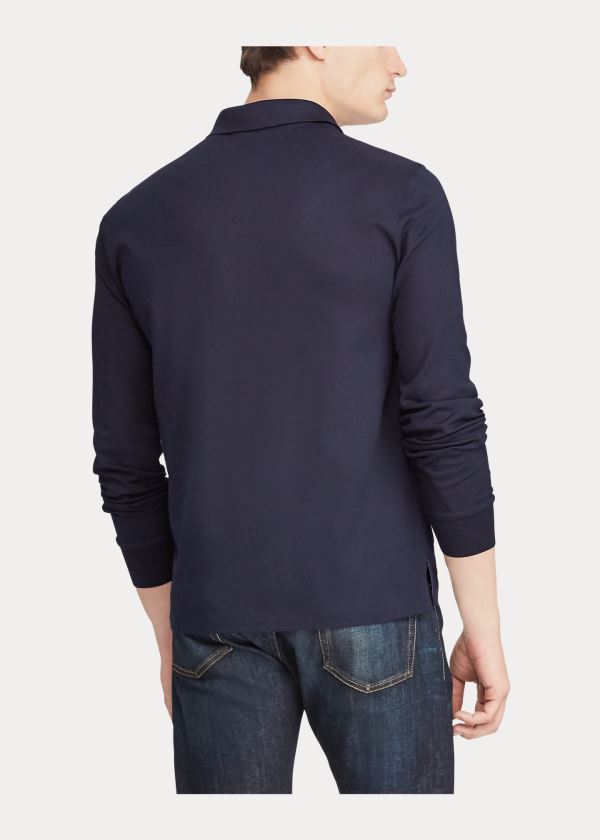 Ralph Lauren Custom Fit PiquÃ© Polo Shirt Tmavě Blankyt | drZJ1bk2