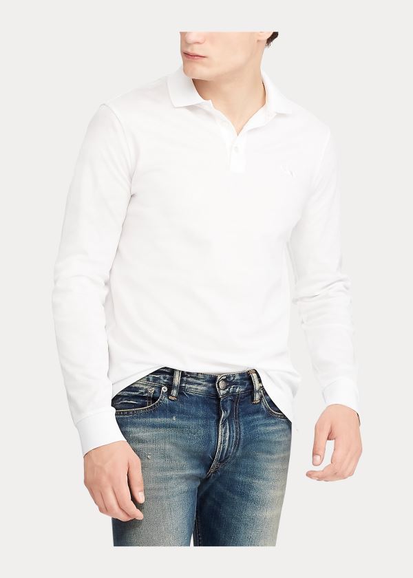 Ralph Lauren Custom Fit PiquÃ© Polo Shirt Bílé | zLXLSMpi