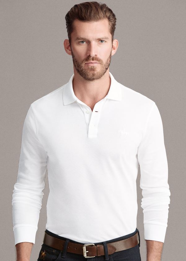 Ralph Lauren Custom Fit PiquÃ© Polo Shirt Bílé | zLXLSMpi