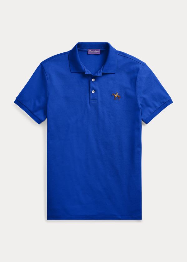 Ralph Lauren Custom Fit Piqué Polo Shirt Královská Modrá Blankyt | Ci4hTgdo