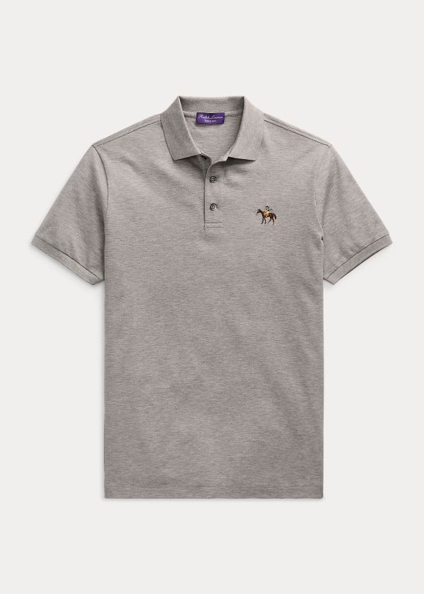 Ralph Lauren Custom Fit Piqué Polo Shirt Světle Šedé | GQgUrQPM