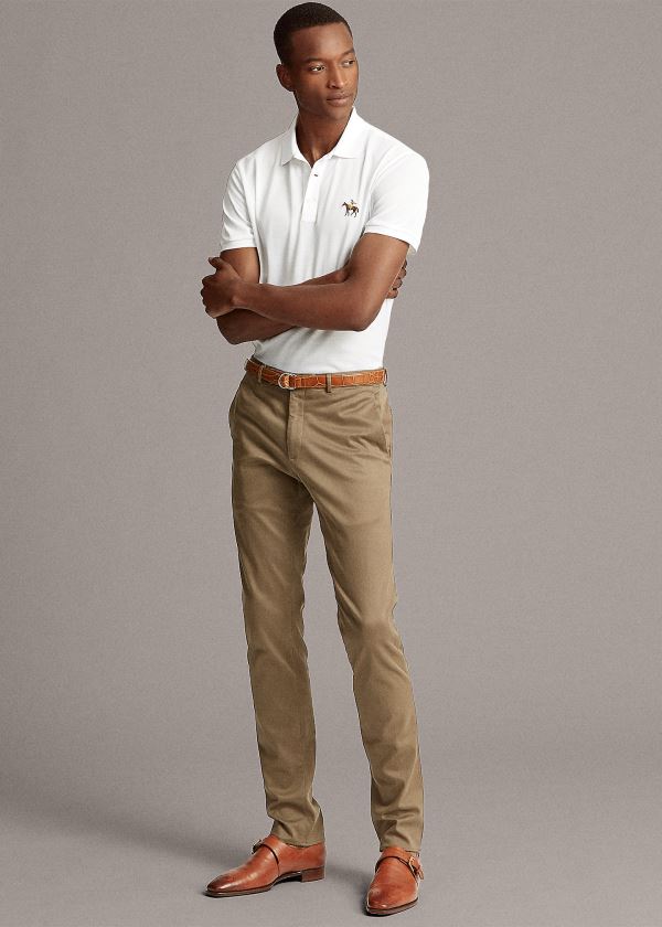 Ralph Lauren Custom Fit Piqué Polo Shirt Bílé | Vveo1V3b