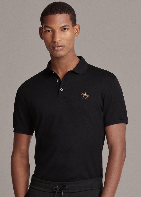 Ralph Lauren Custom Fit Piqué Polo Shirt Černé | Yj0pfsth