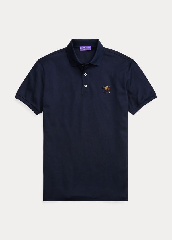Ralph Lauren Custom Fit Piqué Polo Shirt Tmavě Blankyt | gLdzFSqo