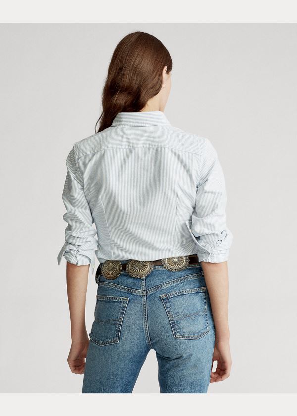 Ralph Lauren Custom Fit Striped Shirt Blankyt Bílé | W8hZcHJT