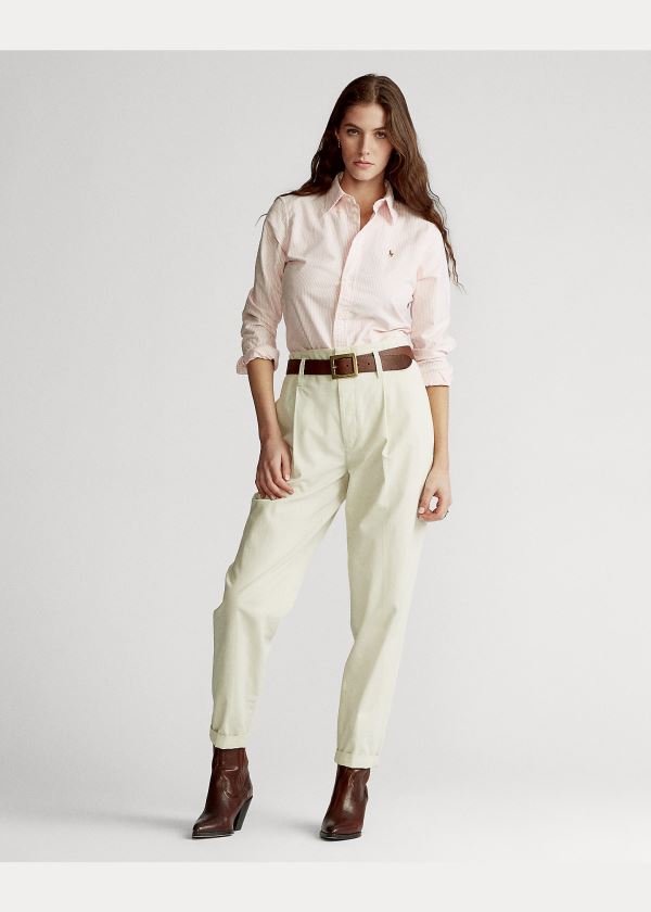 Ralph Lauren Custom Fit Striped Shirt Růžové Bílé | MZq4hcj5