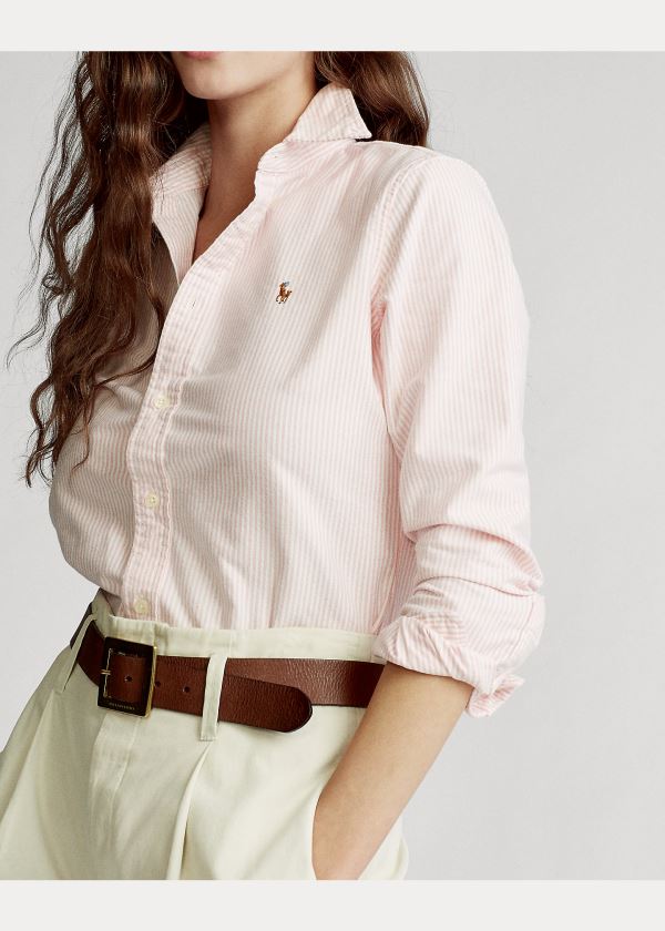 Ralph Lauren Custom Fit Striped Shirt Růžové Bílé | MZq4hcj5