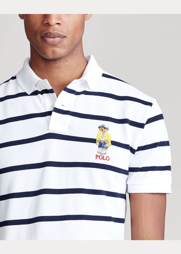 Ralph Lauren Custom Slim CP-93 Bear Polo Bílé Tmavě Blankyt | ni5Bs6Ya
