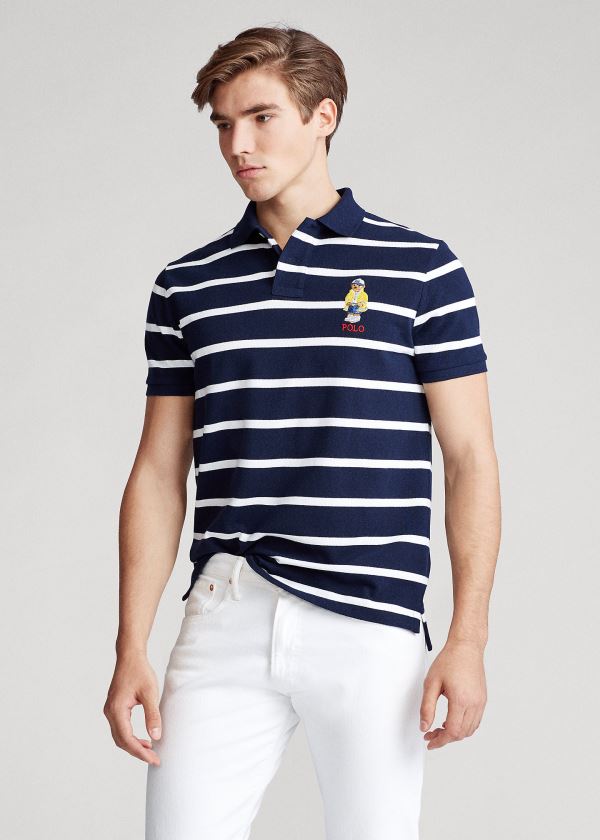Ralph Lauren Custom Slim CP-93 Bear Polo Tmavě Blankyt Bílé | yuFZ0mIB