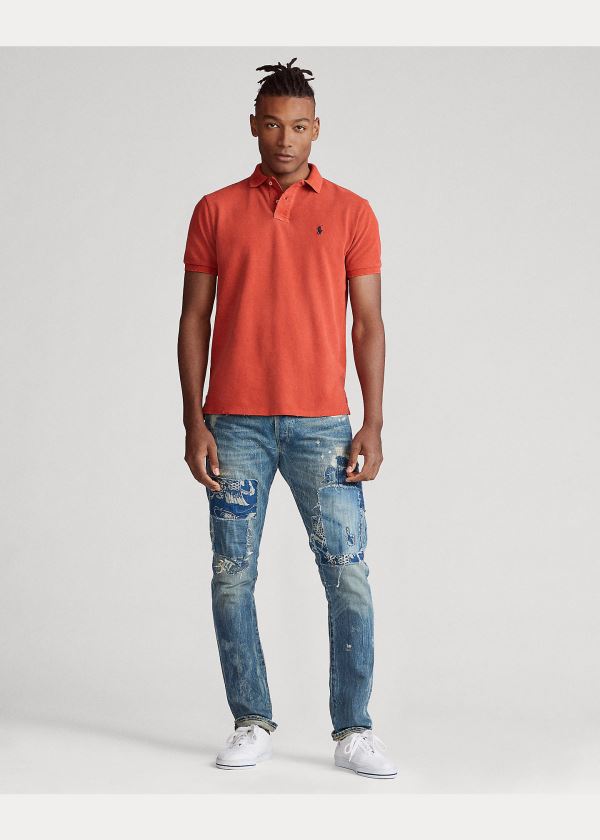 Ralph Lauren Custom Slim Distressed Polo Červené Viacfarebný | 1x57sKxf