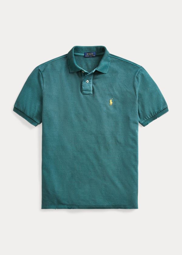 Ralph Lauren Custom Slim Distressed Polo Zelene | DQQkTliV