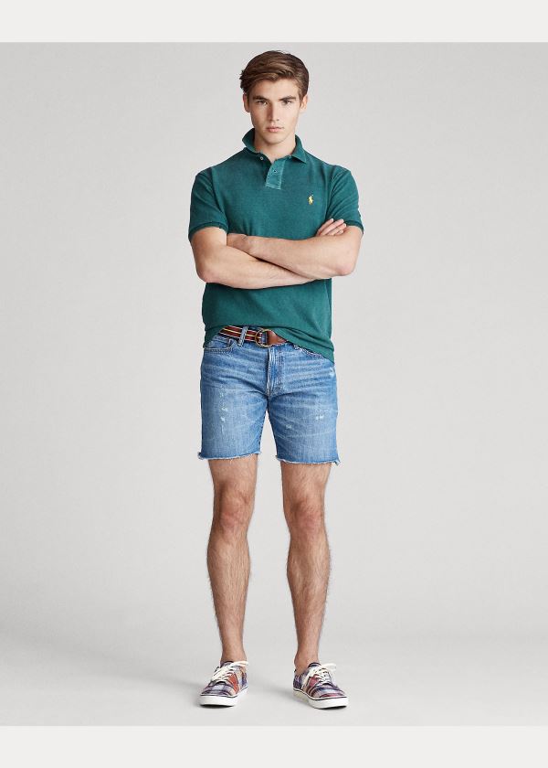 Ralph Lauren Custom Slim Distressed Polo Zelene | DQQkTliV