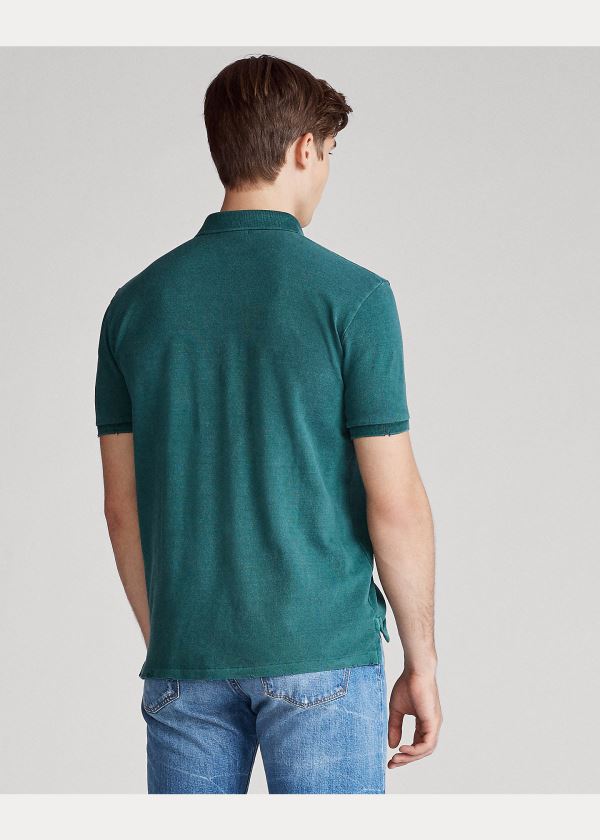 Ralph Lauren Custom Slim Distressed Polo Zelene | DQQkTliV
