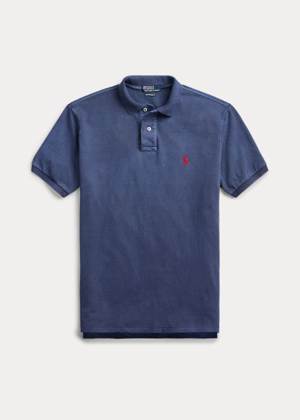 Ralph Lauren Custom Slim Distressed Polo Tmavě Blankyt | FBcRPzqo