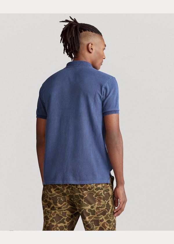 Ralph Lauren Custom Slim Distressed Polo Tmavě Blankyt | FBcRPzqo