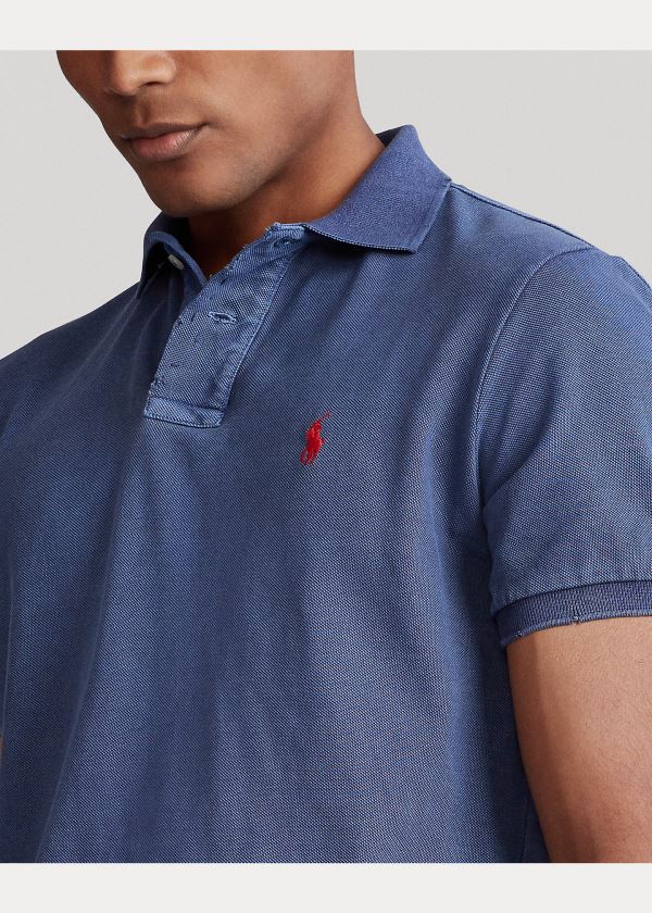 Ralph Lauren Custom Slim Distressed Polo Tmavě Blankyt | FBcRPzqo