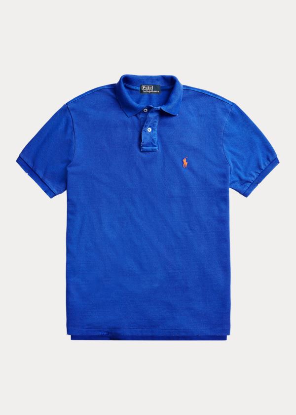 Ralph Lauren Custom Slim Distressed Polo Královská Modrá Blankyt | Qy60RKtP