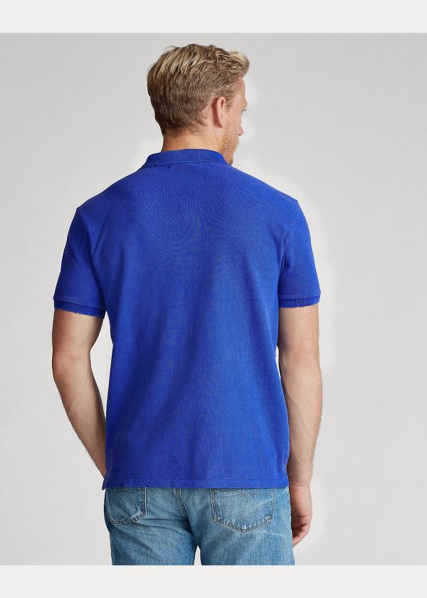 Ralph Lauren Custom Slim Distressed Polo Královská Modrá Blankyt | Qy60RKtP