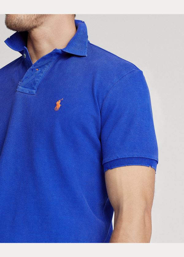 Ralph Lauren Custom Slim Distressed Polo Královská Modrá Blankyt | Qy60RKtP
