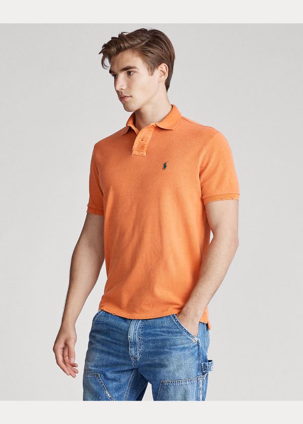Ralph Lauren Custom Slim Distressed Polo Oranžové | vtstEY2G