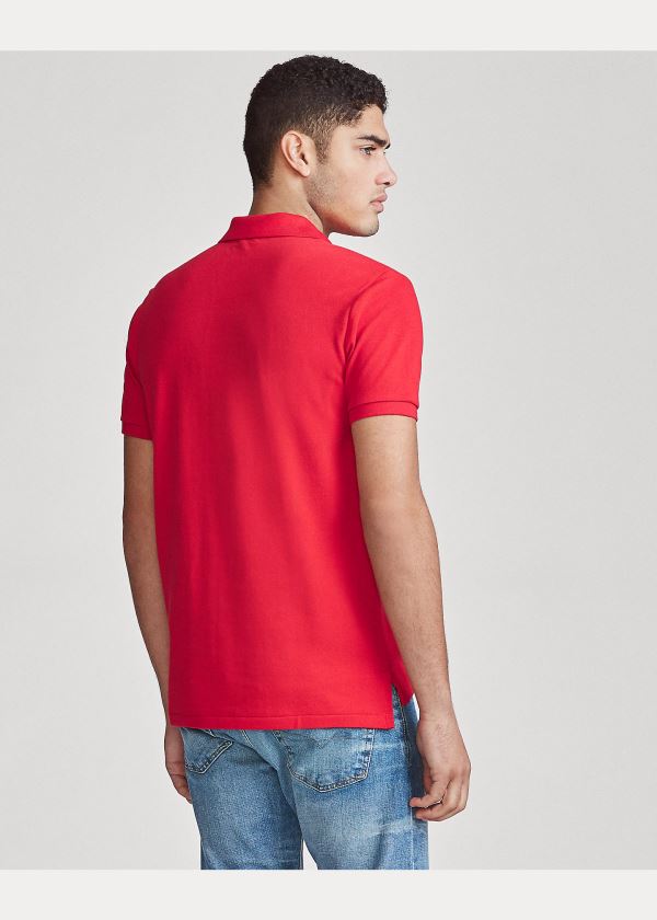 Ralph Lauren Custom Slim Fit Bear Mesh Polo Červené | 4uqNd9Fr