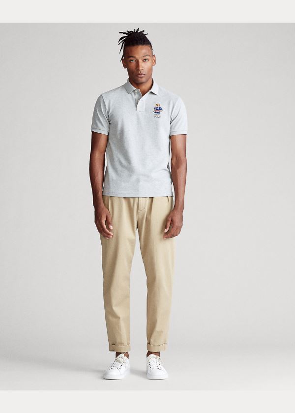 Ralph Lauren Custom Slim Fit Bear Mesh Polo Šedé | ch1ySnC2