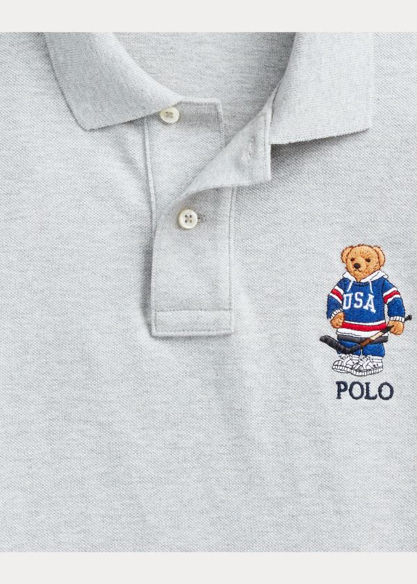 Ralph Lauren Custom Slim Fit Bear Mesh Polo Šedé | ch1ySnC2